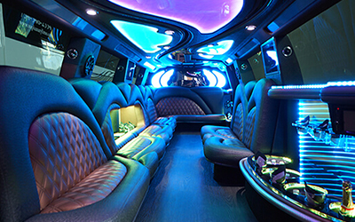 Inside a 20 Passenger Limo Party Bus from our Party Bus Rentals