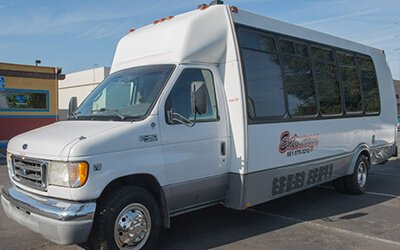 White Bakersfield Limo Bus exterior